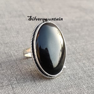 Black Onyx Ring: Handmade 925 Sterling Silver Band