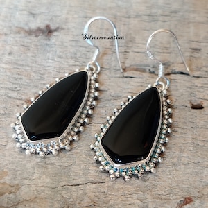 Black Onyx Earring , 925 Sterling Silver Earring ,  Designer Earring ,Lovely Earring ,Gemstone Earring ,Gift For her, Birthday Gift Earring