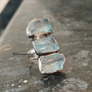 Aquamarine Ring* 925 Sterling Silver* Birthday Events* Designer Ring* Band Ring* Lovely Ring* Handmade Ring* Amazing Ring* Gemstone Ring*