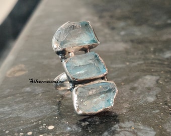 Aquamarine Ring* 925 Sterling Silver* Birthday Events* Designer Ring* Band Ring* Lovely Ring* Handmade Ring* Amazing Ring* Gemstone Ring*