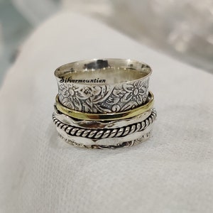 Spinner Ring, 925 Sterling Silver, Anniversary Gift, Meditation Ring, Wedding Gift, Boho Ring, Fidget Ring, Lovely Ring, Handmade Ring,