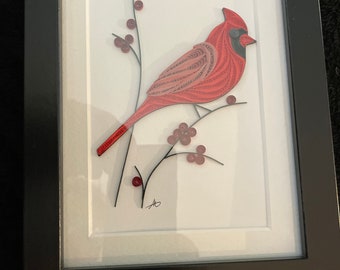 Handmade beautiful Cardinal 8 inch by 7 inch picture