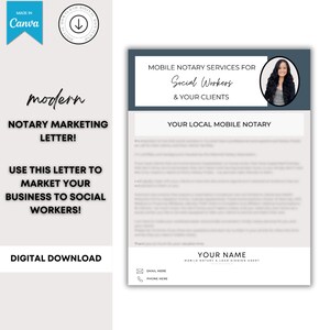 Notary Marketing Letter for Social Workers | Notary Marketing Letter | Notary Signing Agent | Notary Marketing | Signing Agent Flyer | NSA