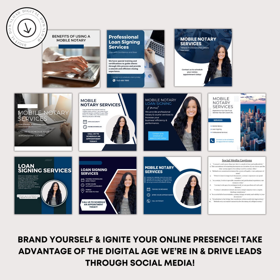 Signing In Posts 10 Branding Notary Social Media Posts | Notary Insta Posts | Signing ...
