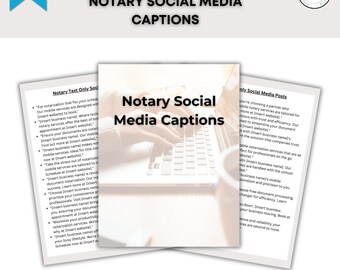 May include: A digital product titled "Modern Notary Social Media Captions" is displayed. The image features a white background with text in black and a Canva logo. The product includes templates for notary social media posts.
