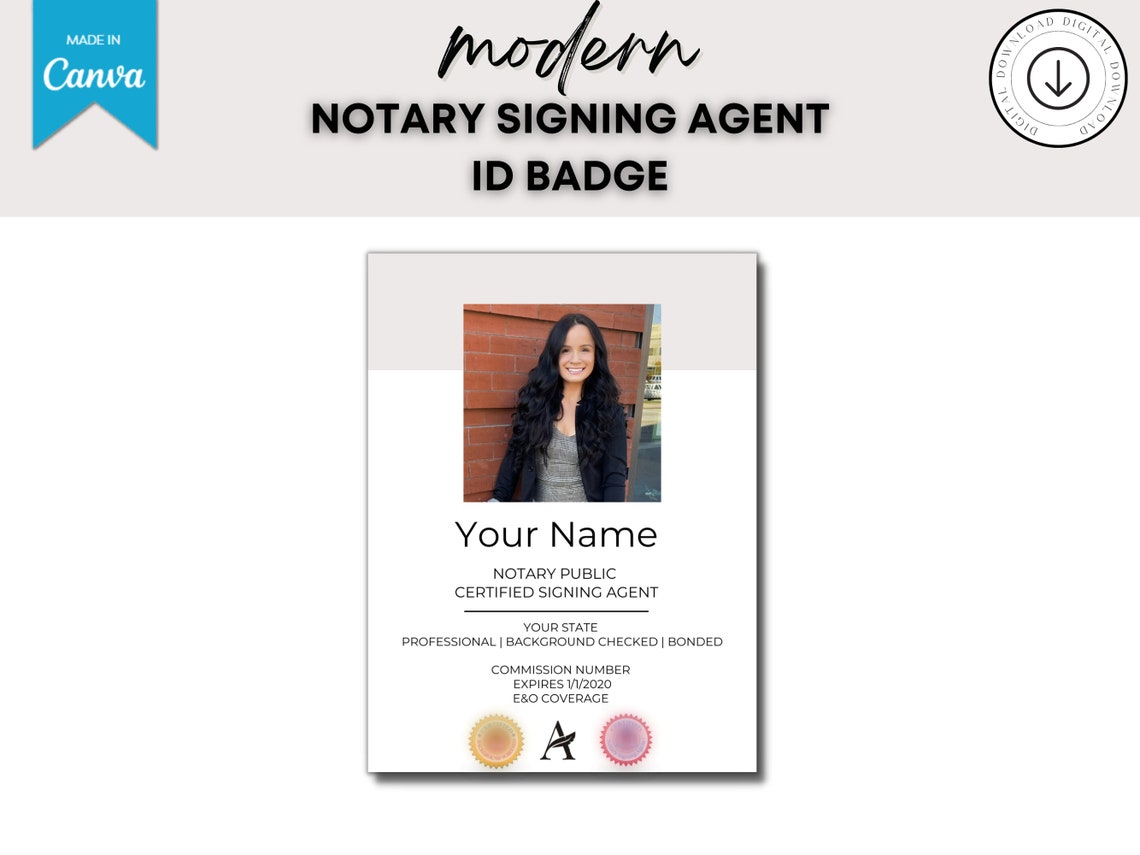 Notary ID Badge Notary Identification Badge Notary Badge Etsy