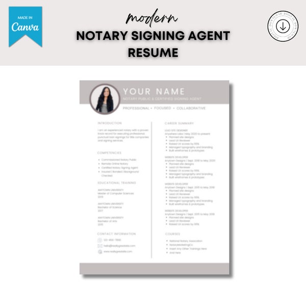 Notary Resume | Signing Agent Resume | Loan Signing Resume | Mobile Notary Resume | Notary Signing Agent | Notary Marketing | NSA | LSA