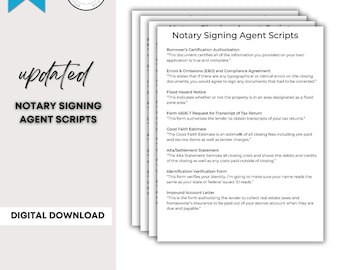 Notary Signing Agent Scripts | Notary Scripts | Loan Signing Agent | Notary Signing Agent | Notary Loan Documents | NSA | LSA | Notary