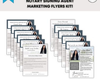 Notary Marketing Kit | 12 Notary Flyers | Signing Agent Marketing Kit |  Notary Signing Agent Marketing | Notary Marketing Kit | NSA | LSA