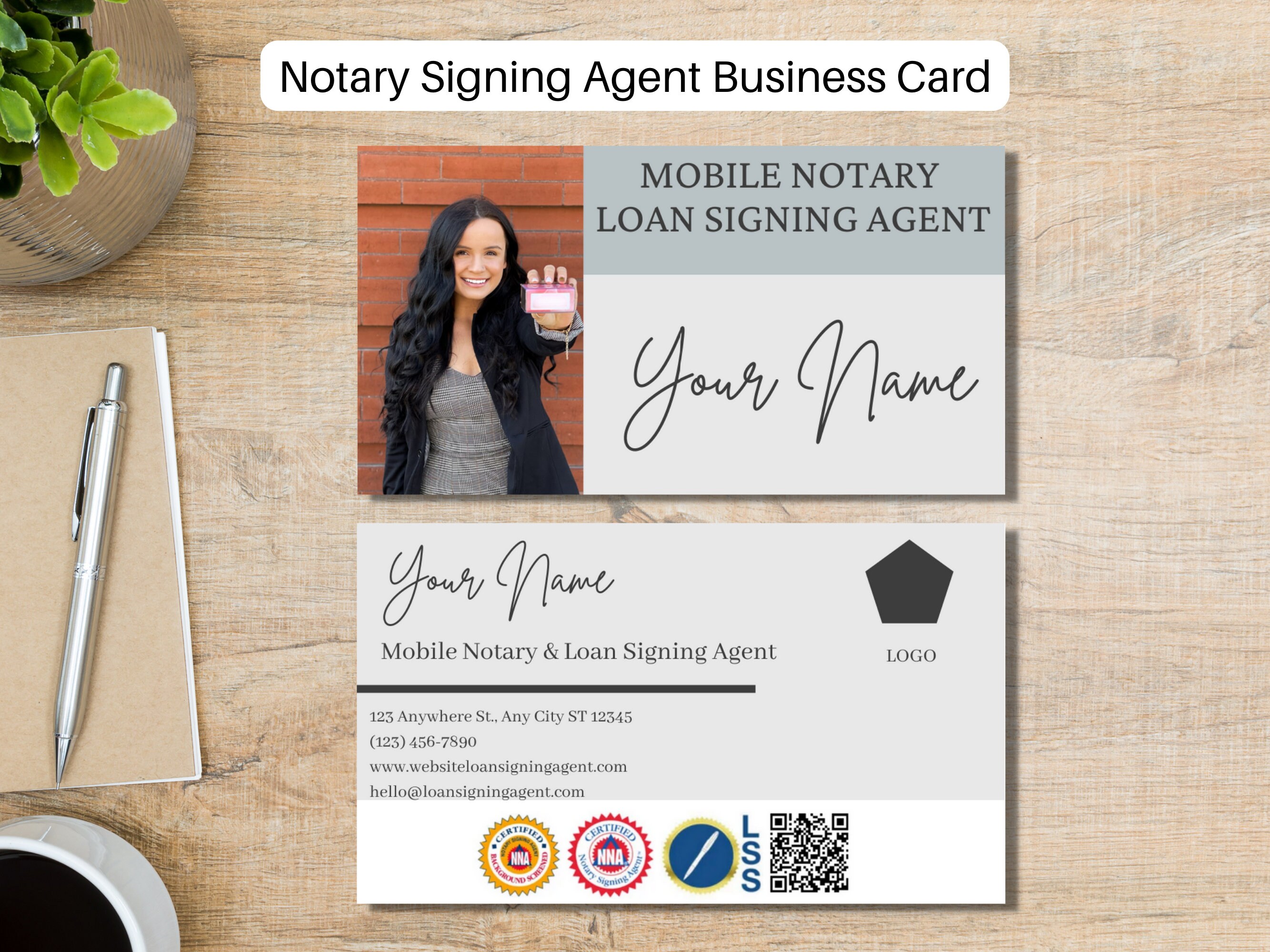 DIY Notary Business Card Template Loan Signing Agent Mobile Etsy