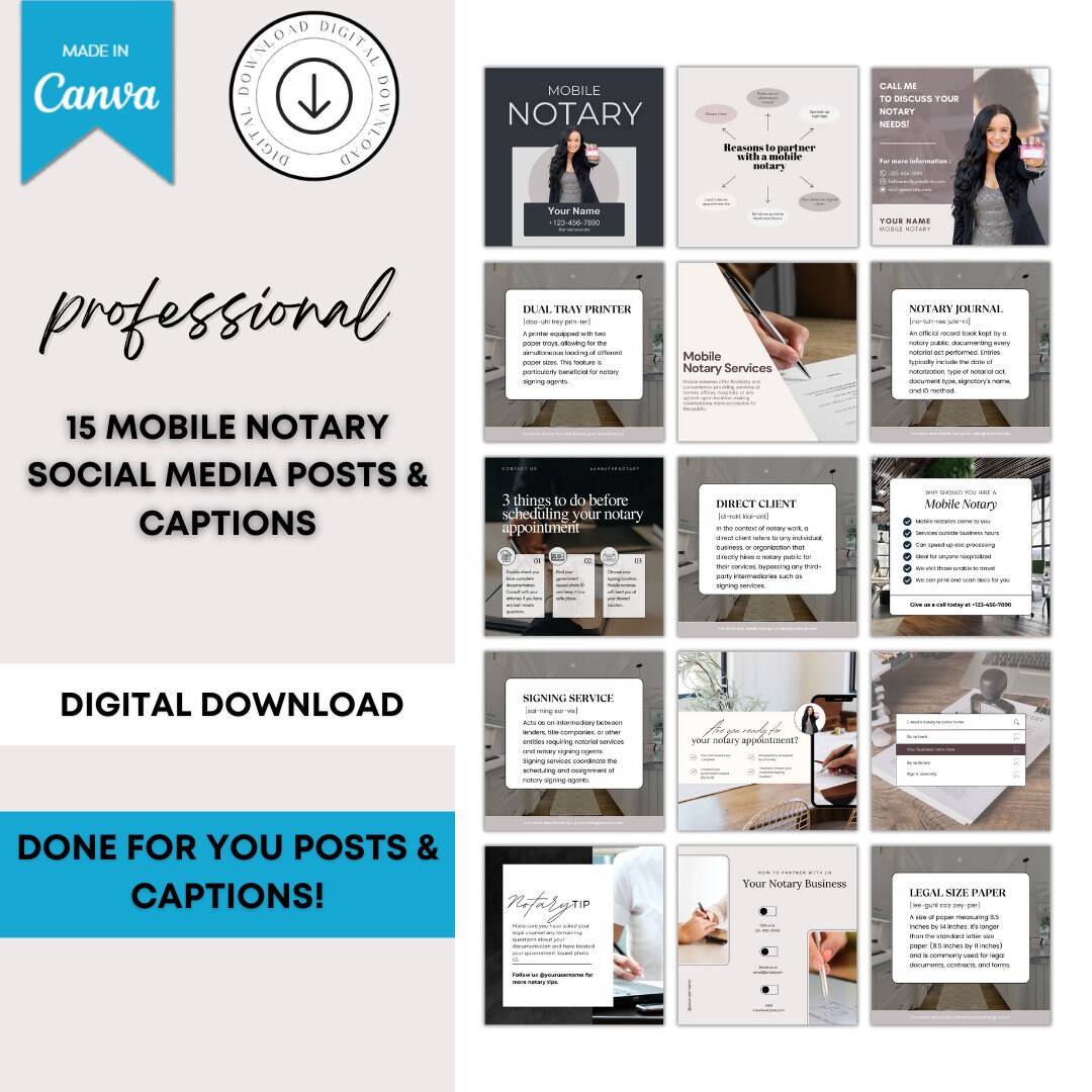 Signing In Posts 15 Mobile Notary Social Media Posts | Notary Insta Posts | Signing ...