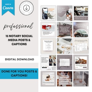 RON Social Media | 15 Remote Online Notary Social Media Posts | RON Carousel Posts | Remote Online Notary Marketing