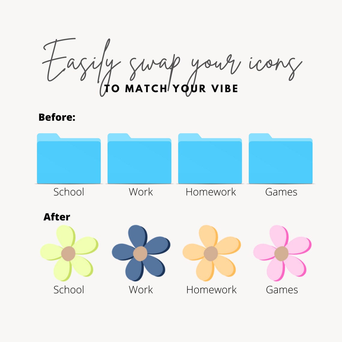 10 Pastel Flower Desktop Icon Folders for Mac and Windows Free