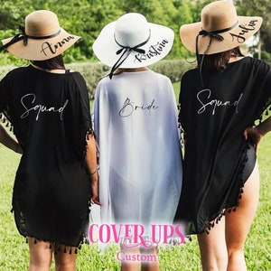 Bachelorette cover ups, Custom cover up, Bridesmaid cover ups, Personalized cover ups, Bridesmaid Custom Cover Ups, Long Cover ups Bridal