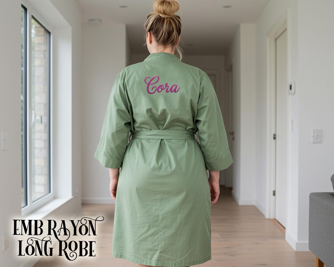 Embroidery Robe Custom Embroidery Rayon Robe for Plus Size Women | Personalized Name ...