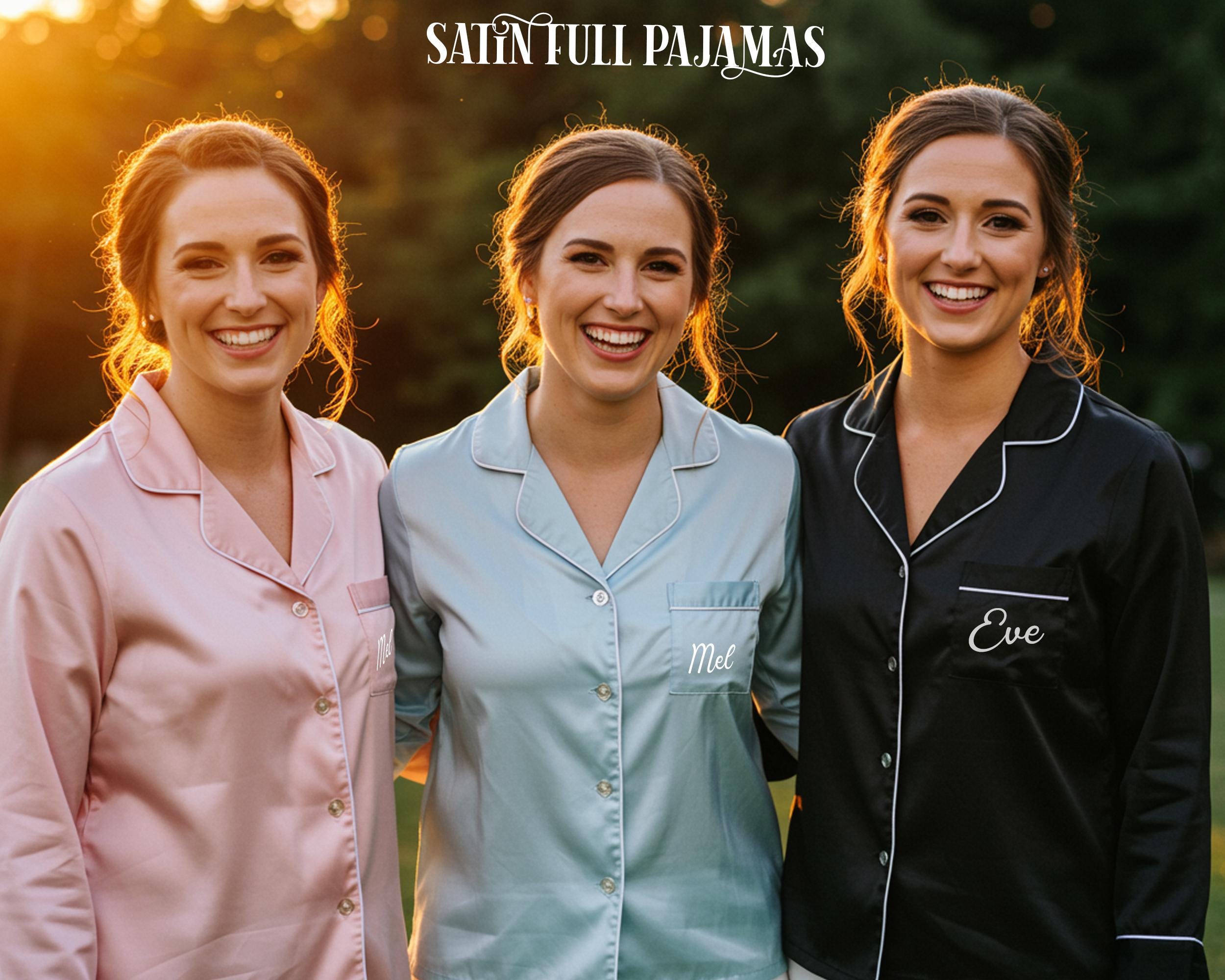 Satin Long Pajamas Bridal Party Gifts Bridesmaid Long Pajamas Bridesmaid Gifts Bachelorette Party Gifts Personalized Gifts Getting Ready Pjs
