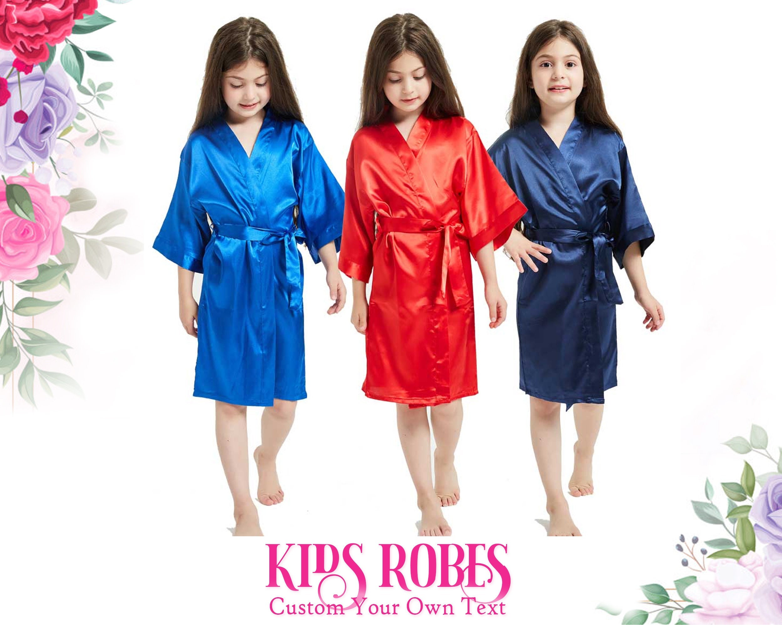 Toddler Kids Baby Boys Girls Silk Satin Bathrobe Long Sleeve Kimono Robes Infant Nightgown Sleepwear Clothes 