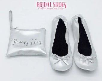 Personalized Flats, Bridesmaids Flats, Bridal flats, Wedding Slippers, Ballet Flats, Foldable Flats, Slippers for Wedding, Wedding Flats.