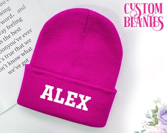 Winter Beanies Solid Knit Beanies Custom Matching Beanies Unisex Adult Beanie Personalized Beanies Hat Winter Skull Caps Christmas Gifts