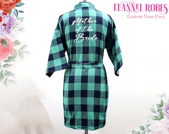 Personalized 6XL Robes Flannel Robes Plus Size Robes Flannel Robe for Women Bridesmaid Robes Hen Party Robe Christmas Robes Bride Plaid Robe
