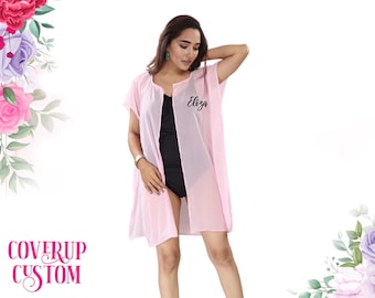 Aangepaste bruid badpak cover-up bruidsmeisje zwemkleding cover-up bruid strand cover-up bruid zwembad cover pom pom zwemkleding bikini cover-up