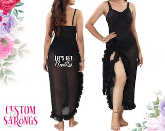 Personalisierter Rüschen Spitzen Sarong - Brautjungfer Cover Ups - Strandparty Sarong - Team Sarong - Strand Bachelorette Party - Brautparty Geschenk