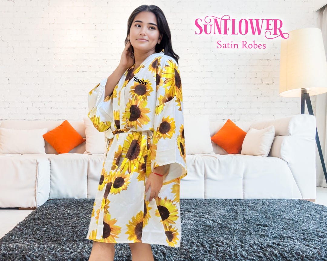 Sunflower Robes Kids Robe Kimono Robes Custom Bridal Robe Personalized ...