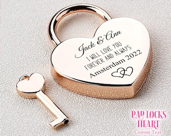 Padlock with Key, Heart Shape Padlock, Personalized Engraved Padlock, Love Lock, Engraved Lock, Engagement Keepsake Gift, Anniversary Gift