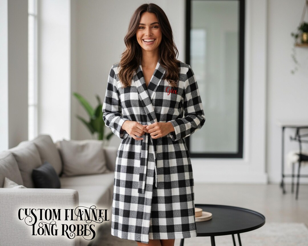 Custom Flannel Long Robe for Women, Perfect Birthday Gift, Bridesmaids ...