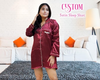 Sleep Shirts Personalized Sleep Shirt Customized Bridesmaid Shirts Your Name Sleep Shirts Night Ware Shirts Gift For Her Wedding Gift