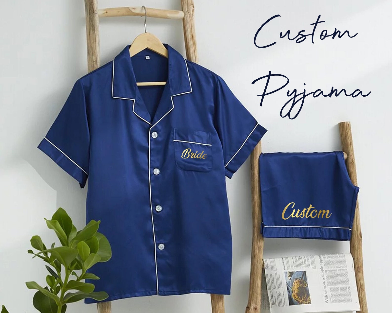 Personalized Pajamas Set Bridesmaid Pajamas Short Set Bride Etsy