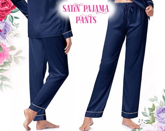 Women's Silk Sleepwear 100% Silk Pajama Pants, Night Wear Relax Trouser Comfartable Stretch Silk Casual Lounge Plus Size Pants for Women