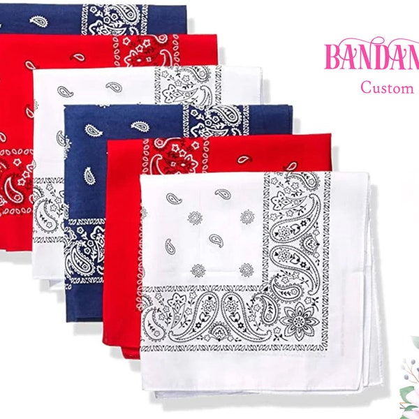 Customized Bandana 100% cotton Scarf Bandana Custom Bandana Red Black White Blue Pink Yellow and more colors face wrap