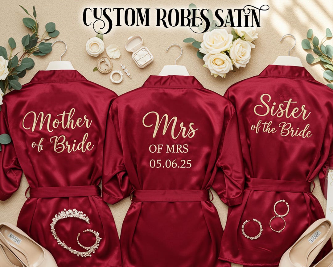 Personalized Name Bridal Robe Set Satin Robes Wedding Robes Bride Party ...