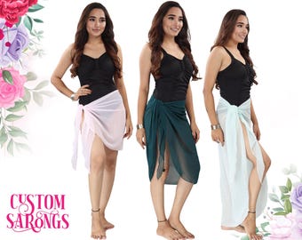 Custom Bridal Sarongs Bride Tribe Cover Up Customized Sarongs Beach Wrap Bachelorette Party Swim Cover Up Team Bride Sarong Women Short