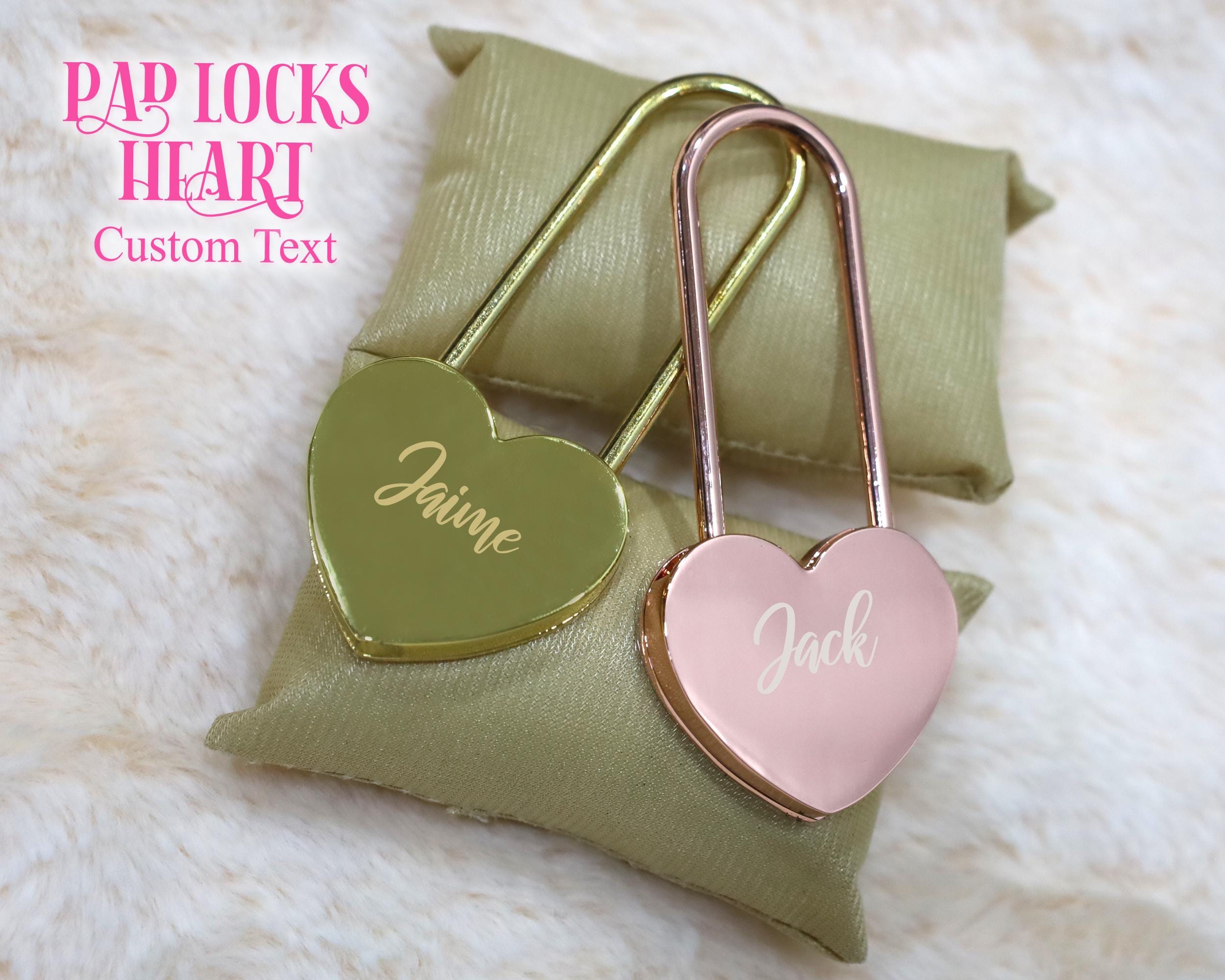 Padlock With Key, Heart Shape Padlock, Personalized Engraved Padlock ...