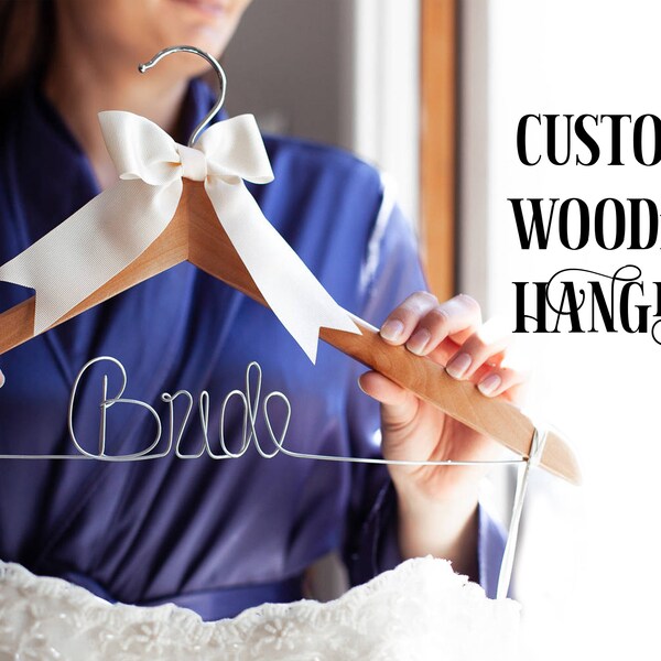 Bride Hanger for Wedding Dress Bridesmaid Hanger Personalized Hanger Customized Hanger Custom White Hanger Wedding Gift