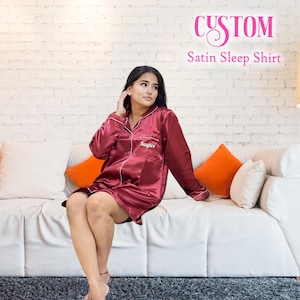 XXXL 5XL 6XL Personalized Sleep Shirt Sleep Shirts Customized Bridesmaid Shirt Your Name Sleep Shirts Night Ware Shirts Gift For Her Wedding