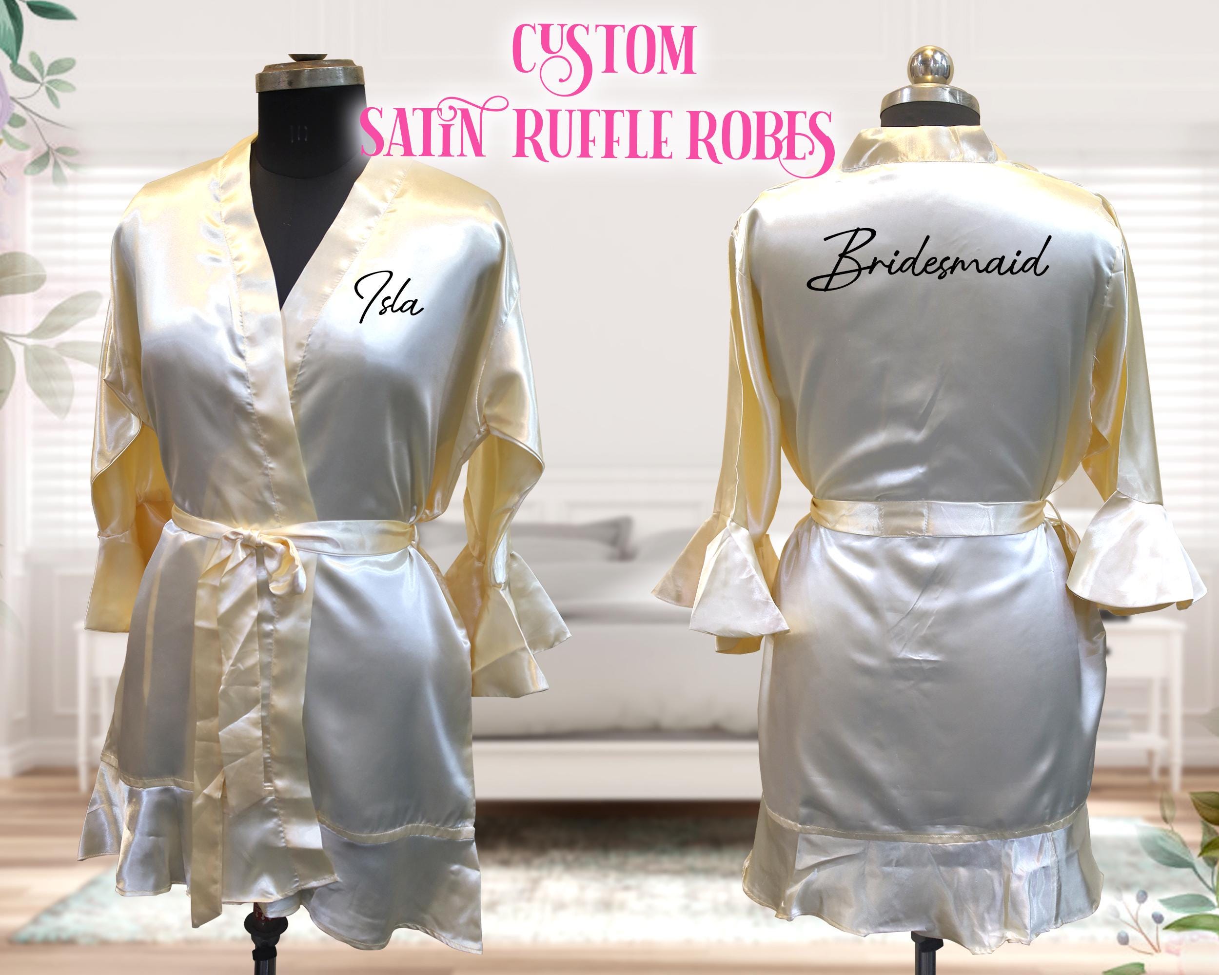 Bridal Robe Ruffle Matching Bridal Party Robes - Plus Size Ruffle Robe - Bridesmaid ...
