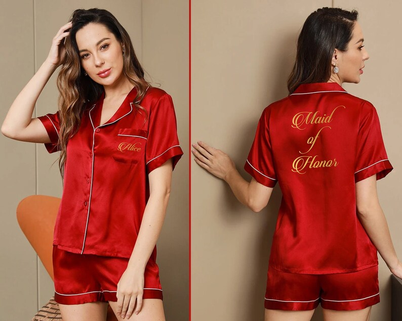 Personalized Pyjamas Set Custom Pjs Bridesmaid Pyjamas Etsy