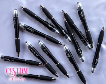 Custom Lighted Ink Pen – Personalized With YOUR Text! (Blue Ink, Made In USA)