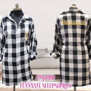 Bridal Flannel Sleep Shirts Personalized Sleep Shirt Sleep Shirts Custom Bridesmaid Shirts Night Ware Shirts Gift For Her Wedding Gift