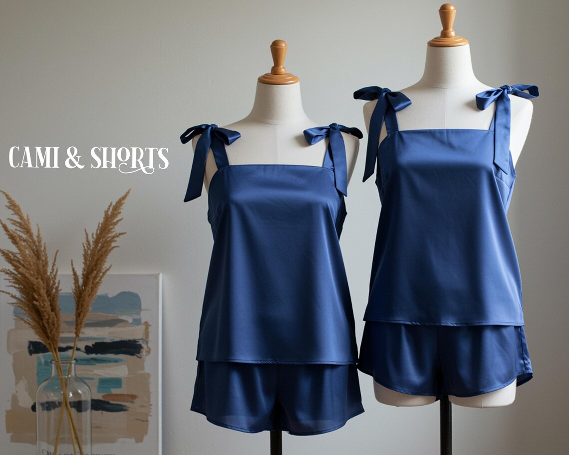 Cami Tie Knot and Shorts Satin Pj Sets Bridesmaids Gifts Satin Sami ...