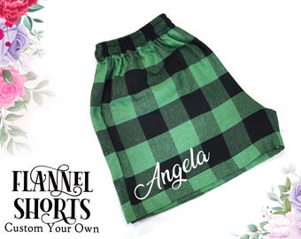 Bridesmaid Flannel Pajama Shorts | Custom Flannel Plaid Bridesmaids Short | Bridal Plaid Shorts | Women Flannel Running Short | Gift for Her