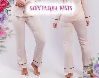 Women's Silk Sleepwear 100% Silk Pajama Pants, Night Wear Relax Trouser Comfartable Stretch Silk Casual Lounge Plus Size Pants for Women