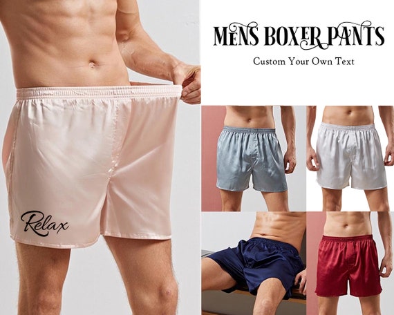 Customized Satin Shorts Personalized Satin Boxer Custom Boxer Custom Boxer  Mens Silk Satin Pajamas Pants Short Pants Sleep Bottoms Men 
