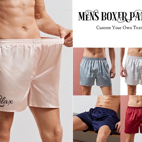 Customized Satin Shorts Personalized Satin Boxer Custom Boxer Custom Boxer Mens Silk Satin Pajamas Pants Short Pants Sleep Bottoms Men
