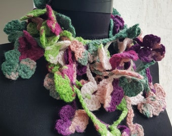 Colorful Crocheted Scarf, a Joyful and Stylish Accessory,  Spring handmade gift idea