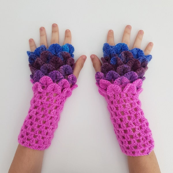 Guanti Rossi Senza Dita All'uncinetto, Guanti Donna, Guanti Inverna... | Su - Foto 6