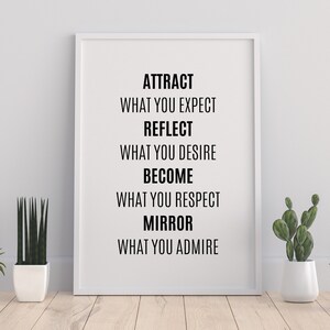 Printable Wall Art Prints, Attract What You Expect, Home Decor Inspirational Quotes Motivational Poster Office Downloadable Digital Download